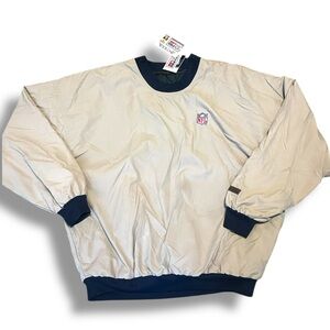 NWT Vintage Antigua Pro Line NFL Embroidered Tan/Navy Pullover Jacket  Size XL